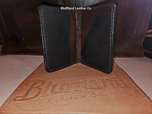 Handcrafted Full-Grain Leather Card Wallet - Walnut/Black