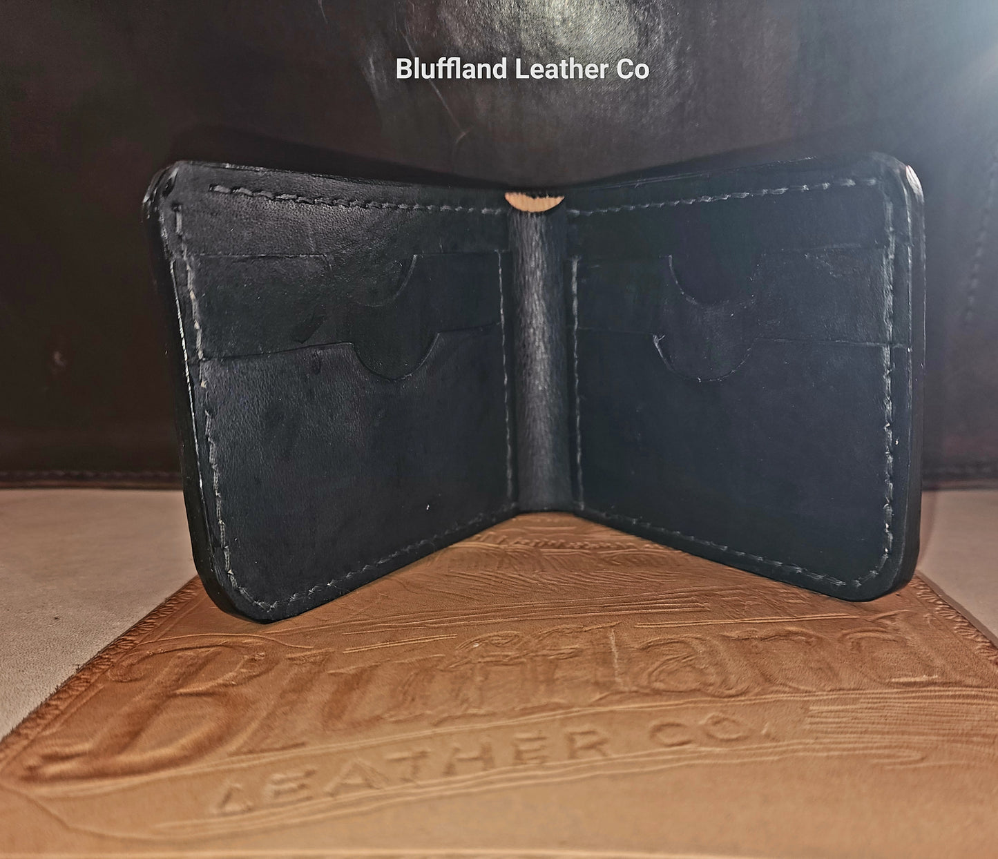 Handcrafted Full-Grain Leather Bi-Fold Wallet - Black