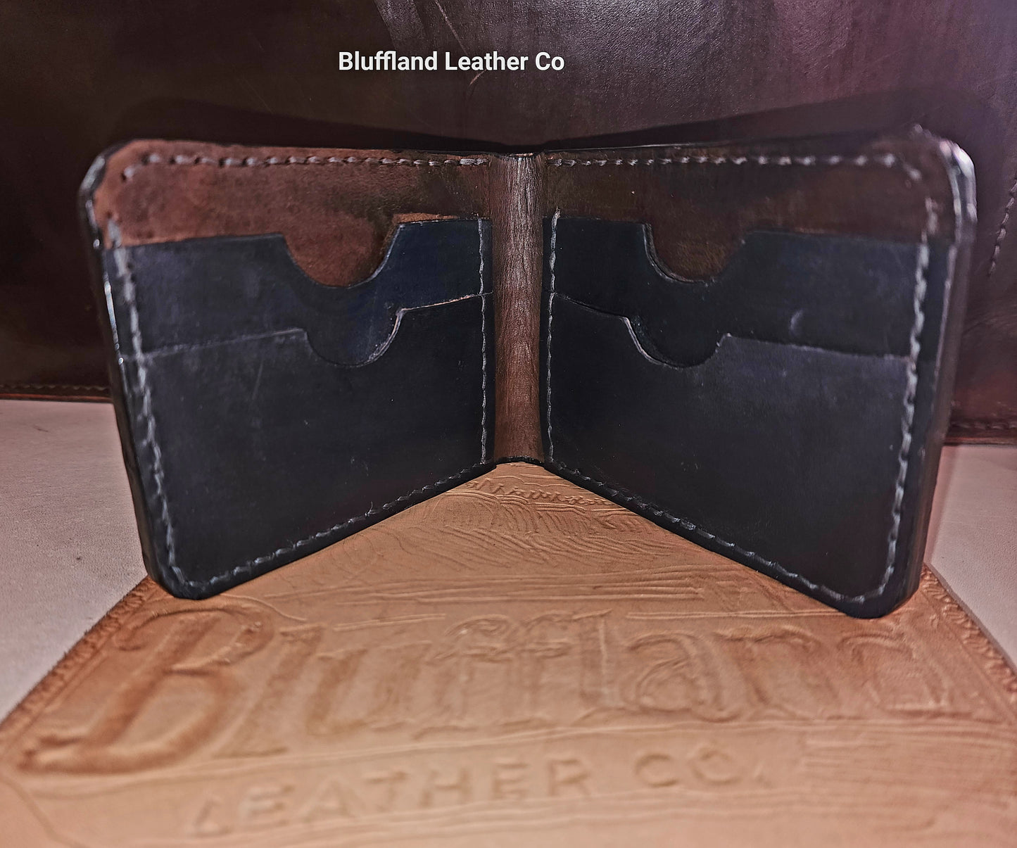 Handcrafted Full-Grain Leather Bi-Fold Wallet - Walnut/Black