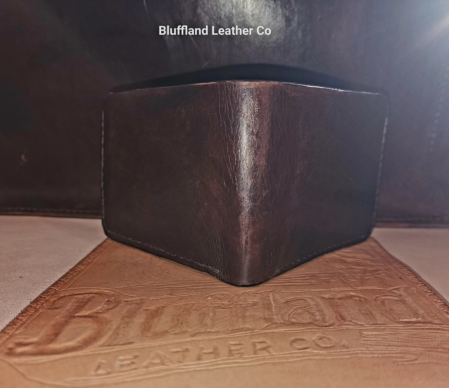 Handcrafted Full-Grain Leather Bi-Fold Wallet - Walnut/Golden Oak