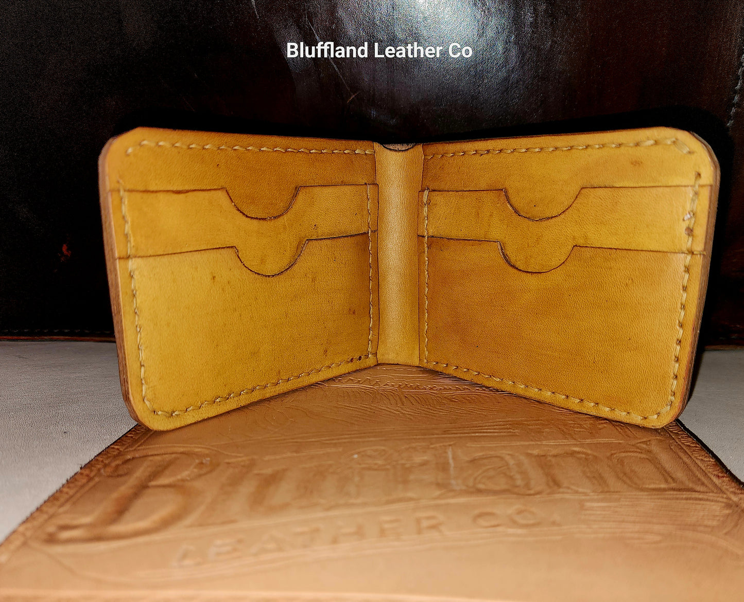 Handcrafted Full-Grain Leather Bi-Fold Wallet - Golden Oak