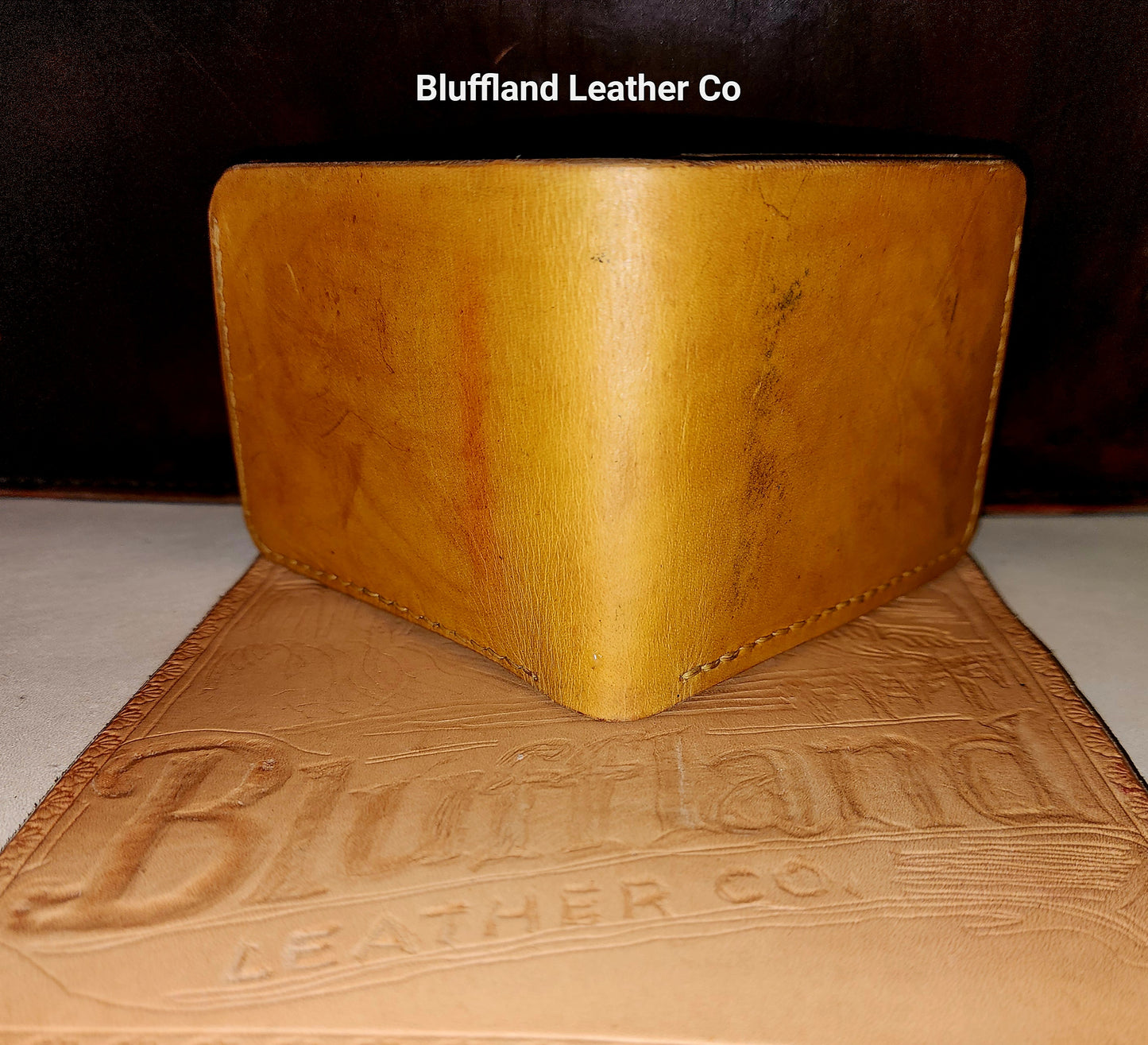 Handcrafted Full-Grain Leather Bi-Fold Wallet - Golden Oak