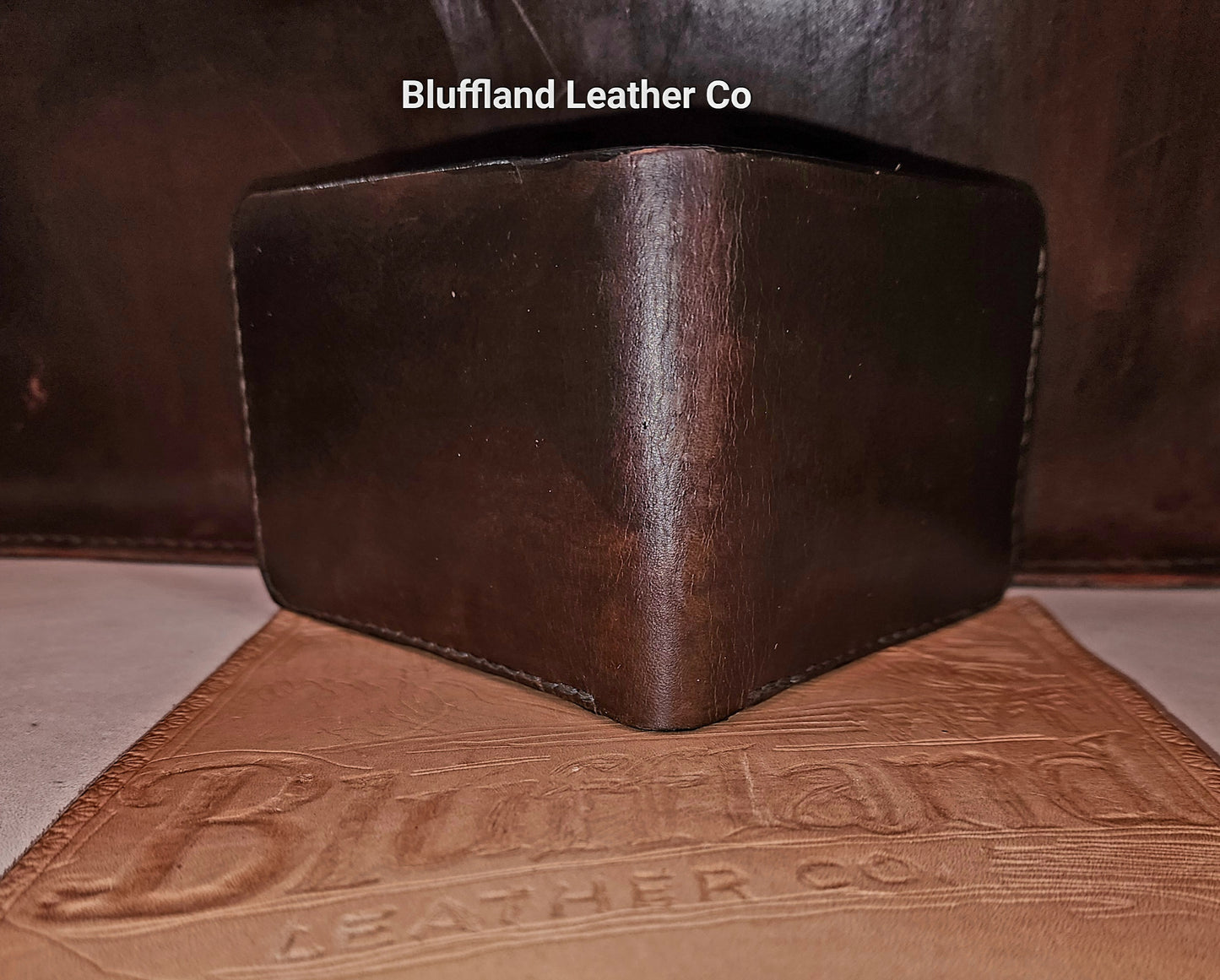 Handcrafted Full-Grain Bi-Fold Leather Wallet - Walnut/Black