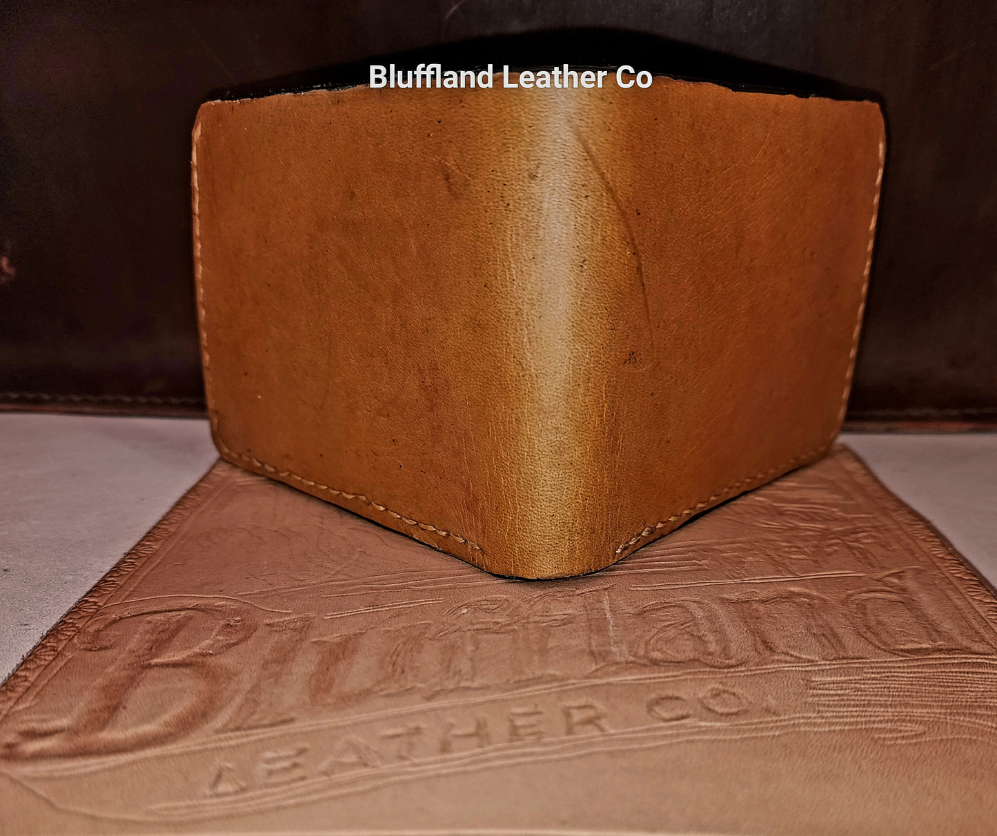 Handcrafted Full-Grain Bi-Fold Leather Wallet - Golden Oak/Walnut