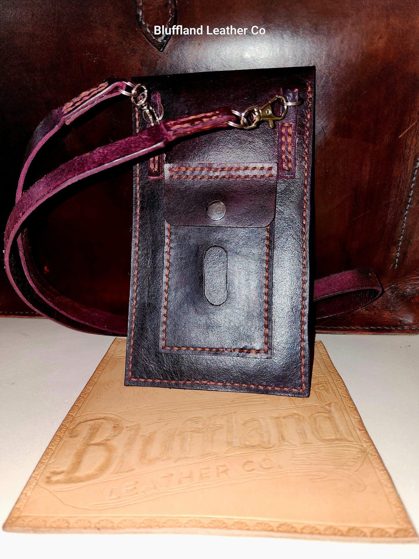 Leather Cell Phone Handbag – Compact & Functional - Burgundy