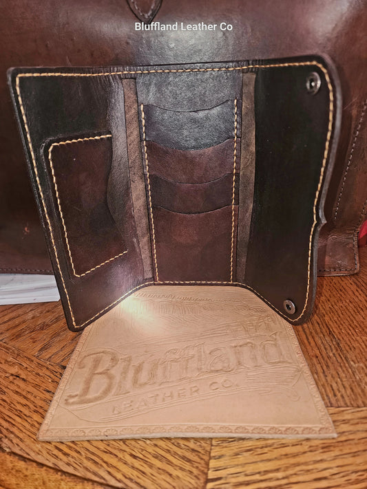 Handcrafted Full-Grain Leather Long Wallet - Coffee