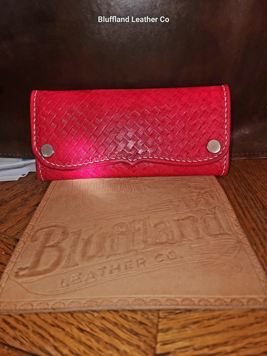 Handcrafted Full-Grain Leather Long Wallet  - Rose